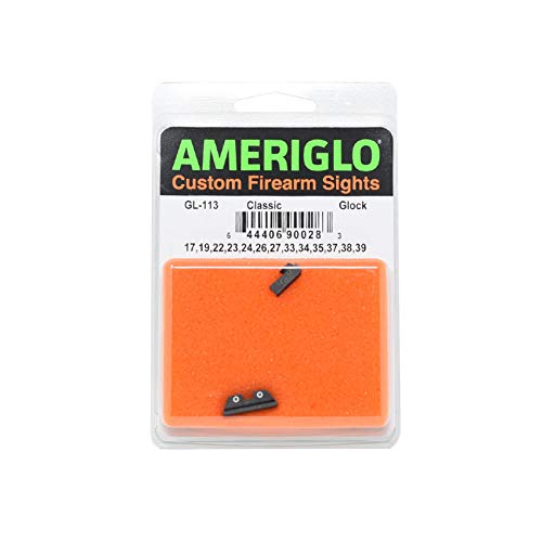AmeriGlo Classic Sight 3 Dot Compatible with Glock, Green w/White Outline Front/Rear GL-113