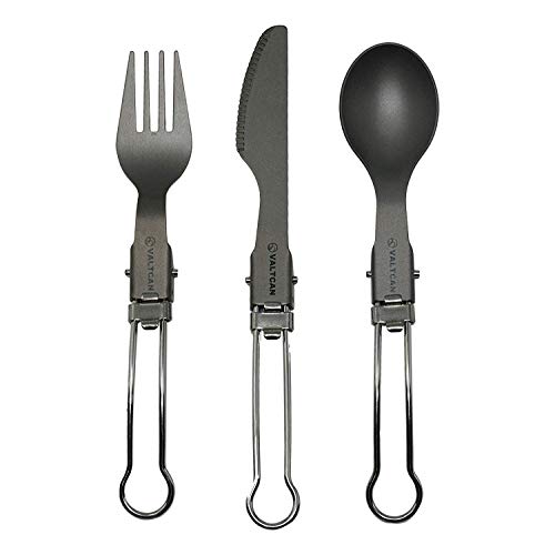 Valtcan Titanium Folding Cutlery 3 Pc Utensil Set