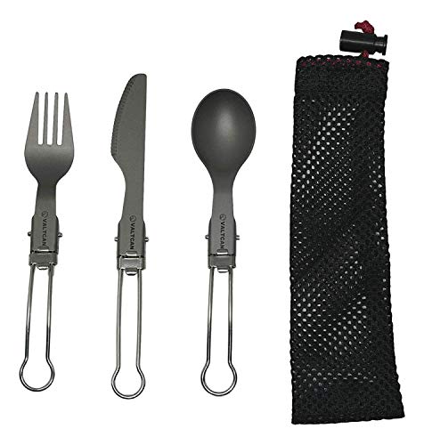 Valtcan Titanium Folding Cutlery 3 Pc Utensil Set