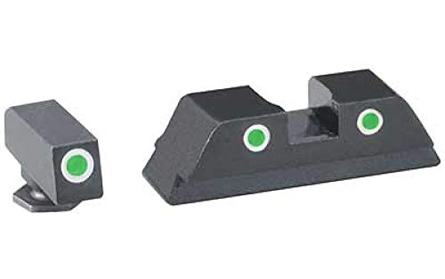 AmeriGlo Classic Sight 3 Dot Compatible with Glock, Green w/White Outline Front/Rear GL-113