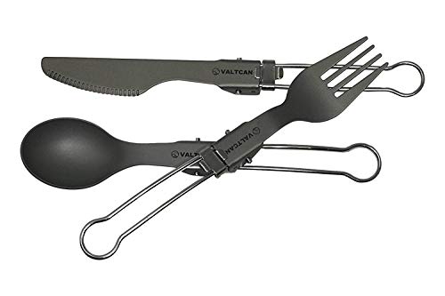 Valtcan Titanium Folding Cutlery 3 Pc Utensil Set