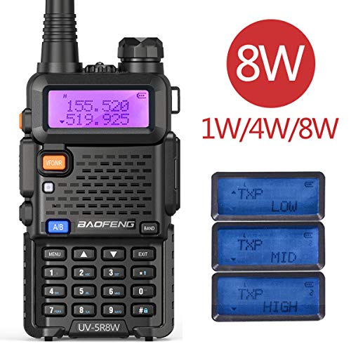 BaoFeng UV-5R 8W High Power Two Way Radio Ham Radio Dual Band Portable Radio Tri-Power Handheld Walkie Talkies